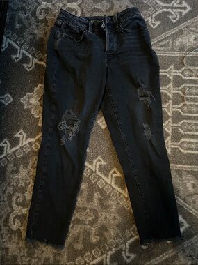 Dark wash distressed jeans - 0 petite